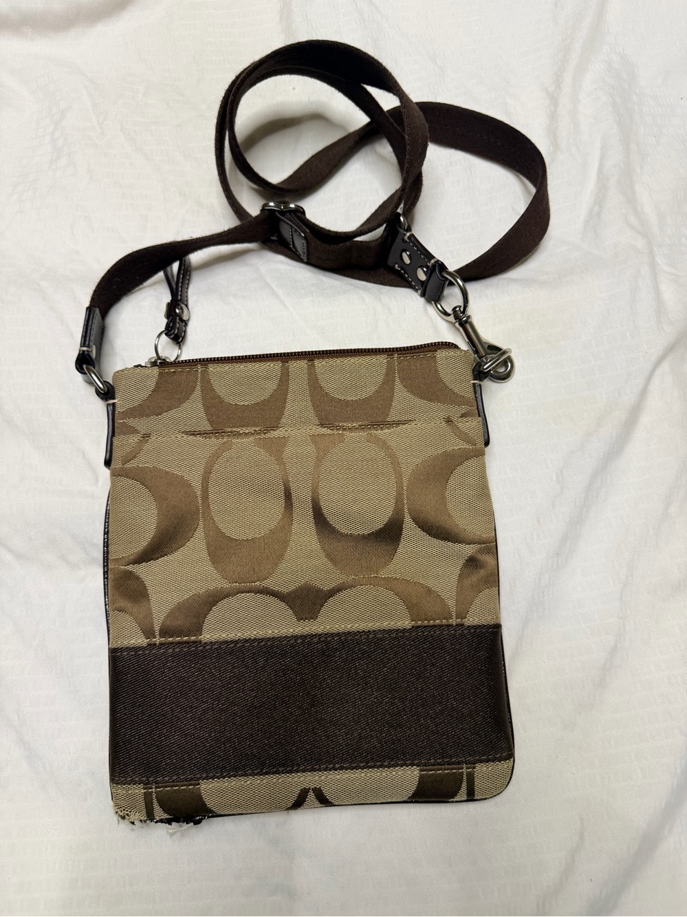 3 bags sold together Tan & Dark Brown Signature Crossbody Messenger - Picture 2 of 14